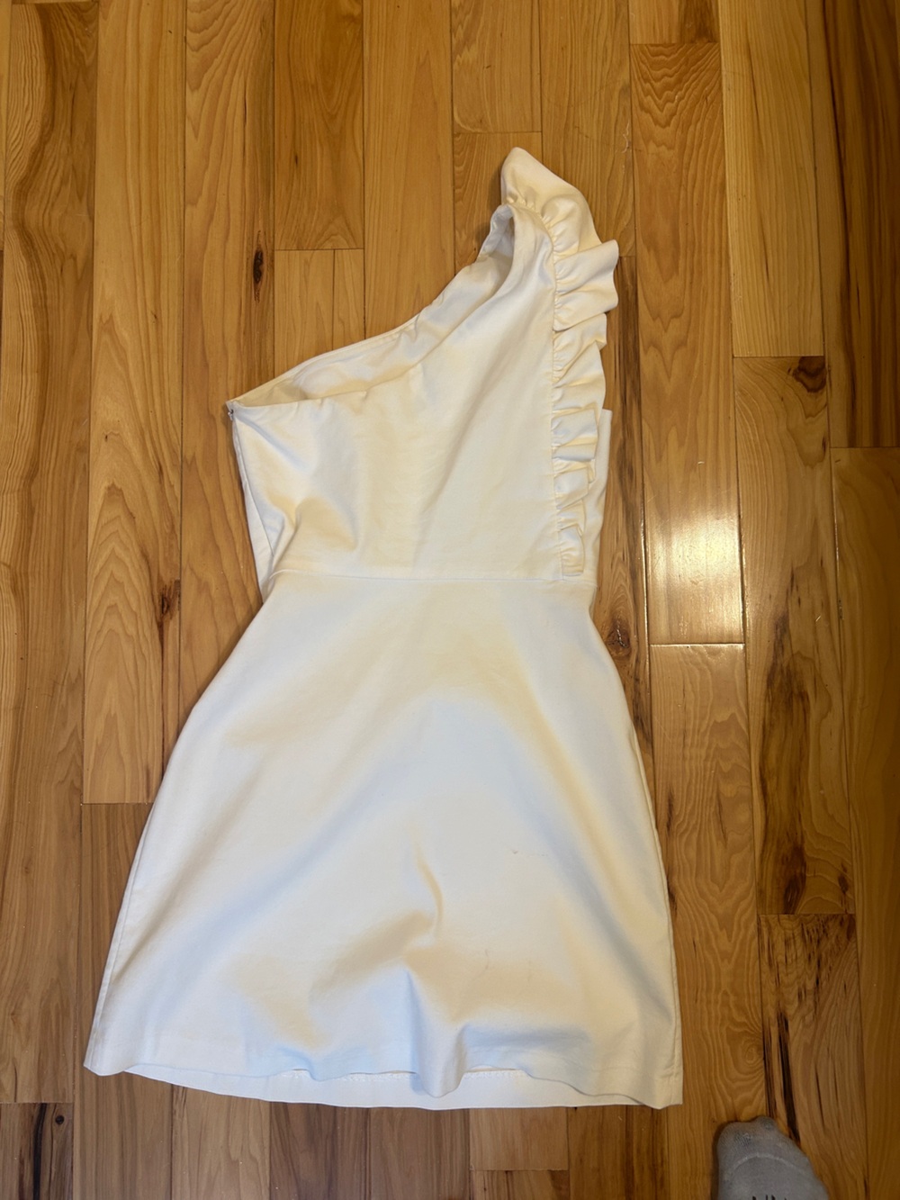 Zara Dress One-Shoulder Ruffle Mini Dress in White